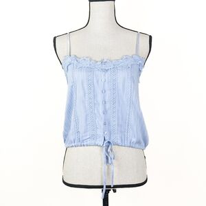 🦋LAST🦋 NWT Blu Pepper Blue Lace Accent Tank Top, Size Medium